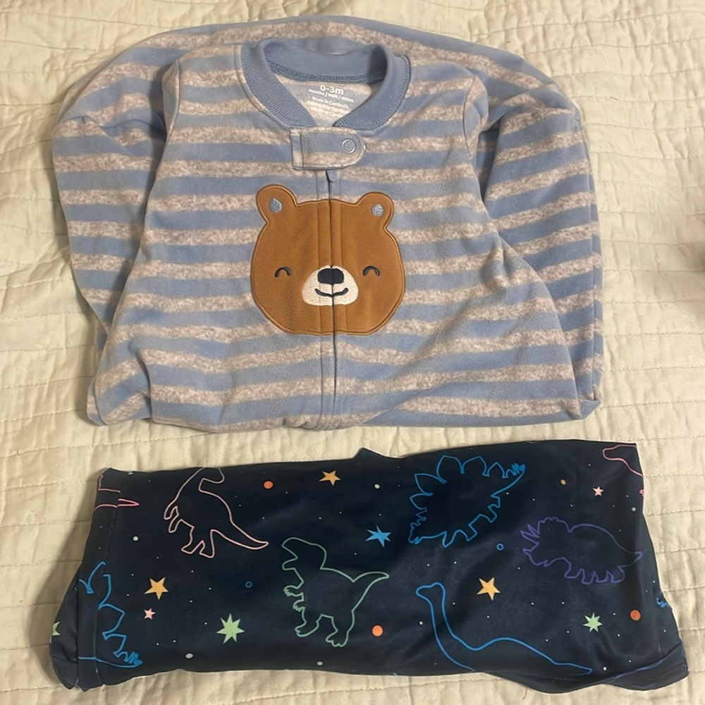 Baby bundle car seat cover and carters one piece 0-3m